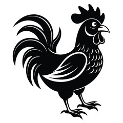 Fototapeta premium Vector Illustration Of Rooster Farm Animal Black And White Graphic Design