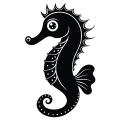 Fototapeta premium Black And White Seahorse Vector Illustration Graphic Resource Sea Life Artwork
