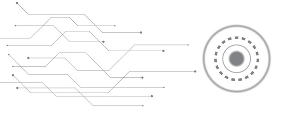 Abstract modern technology futuristic circuit board background. Electronic motherboard with a network of black lines and dots on a white and transparent background.

