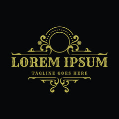 Circular Vintage Retro Golden Royal Frame Border Badge Emblem Labels Logo Design