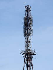 Telecommunication Tower Against Clear Blue Sky