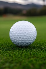 Obraz premium Close-up Golf Ball on Green Grass Fairway