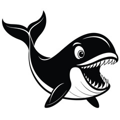 Obraz premium Cartoon Orca Black And White Illustration Vector Isolated Killer Whale Design
