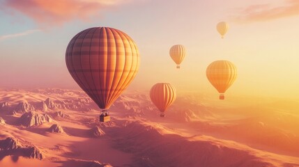 Fototapeta premium Hot Air Balloons over Desert Sunrise