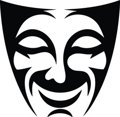 Black and White Theater Mask Illustration