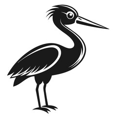 Obraz premium Elegant Black Heron Standing Proudly Silhouette Vector Illustration For Various Creative Projects