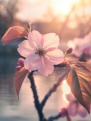 Flower on tree trunk