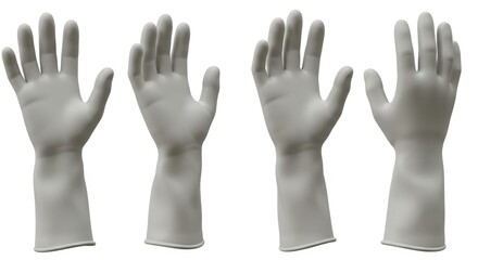 Obraz premium Four viton gloves isolated against a white background showcasing protective safety