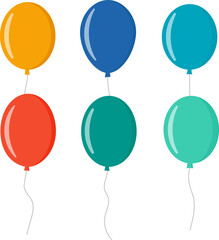 Balloon in flat style. Bunch of balloons for birthday or party, celebrate and carnival. Flying ballon with rope isolated on white background. © Volodymyr2