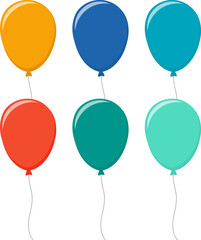 Balloon in flat style. Bunch of balloons for birthday or party, celebrate and carnival. Flying ballon with rope isolated on white background. © Volodymyr2