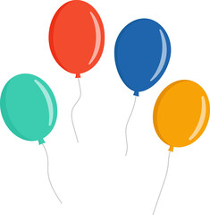 Balloon in flat style. Bunch of balloons for birthday or party, celebrate and carnival. Flying ballon with rope isolated on white background. © Volodymyr2