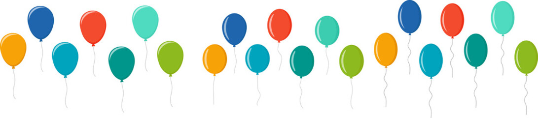 Balloon in flat style. Bunch of balloons for birthday or party, celebrate and carnival. Flying ballon with rope isolated on white background. © Volodymyr2