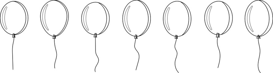 Balloon in flat style. Bunch of balloons for birthday or party, celebrate and carnival. Flying ballon with rope isolated on white background. © Volodymyr2