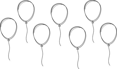 Balloon in flat style. Bunch of balloons for birthday or party, celebrate and carnival. Flying ballon with rope isolated on white background. © Volodymyr2