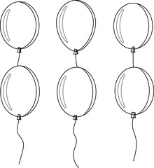 Balloon in flat style. Bunch of balloons for birthday or party, celebrate and carnival. Flying ballon with rope isolated on white background. © Volodymyr2