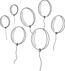 Balloon in flat style. Bunch of balloons for birthday or party, celebrate and carnival. Flying ballon with rope isolated on white background. © Volodymyr2