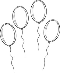 Balloon in flat style. Bunch of balloons for birthday or party, celebrate and carnival. Flying ballon with rope isolated on white background. © Volodymyr2