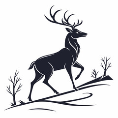 Noble Deer Silhouette Vector Art
