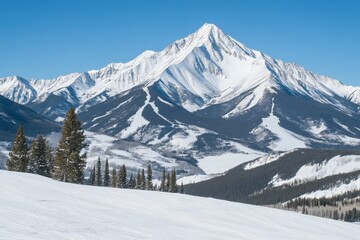 Snowy mountain range vista