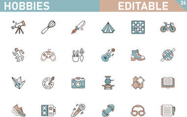 Editable Hobby Icons Activities, Leisure, Recreation, Sports, and More