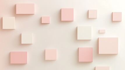 Pastel pink and beige cubes on white background.