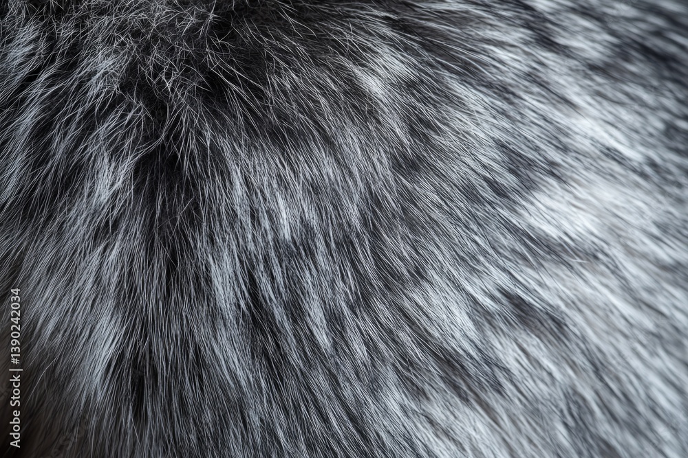 Poster silver fox fur texture creating a soft and delicate background with gray and white hairs