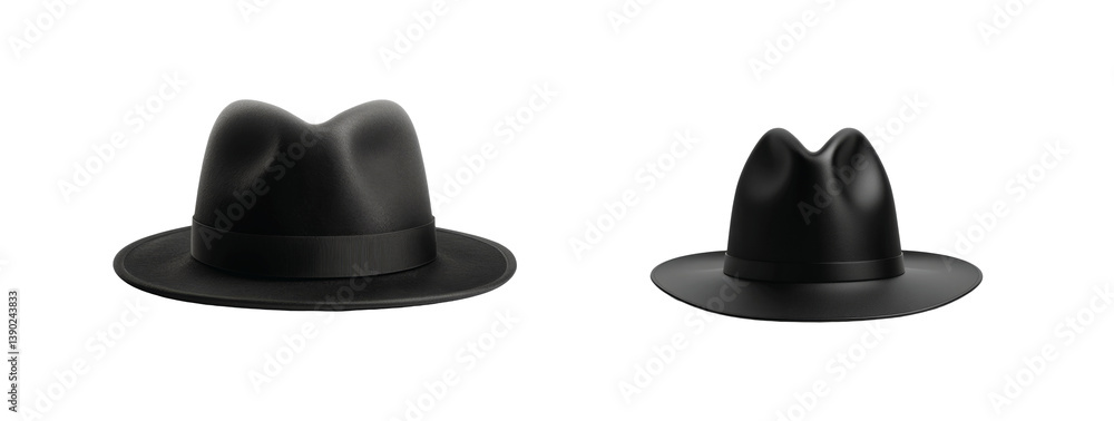 Poster black hat collection displaying unique shapes