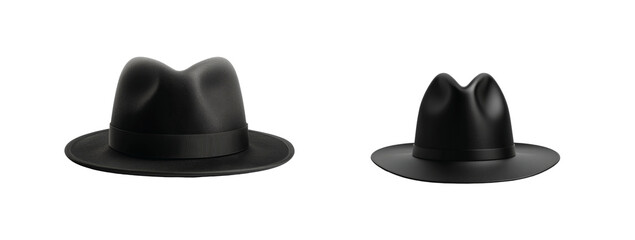 Black hat collection displaying unique shapes 