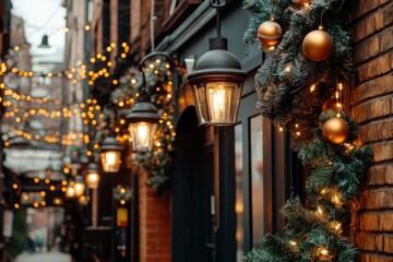 Fototapeta premium Cozy City Lane at Night