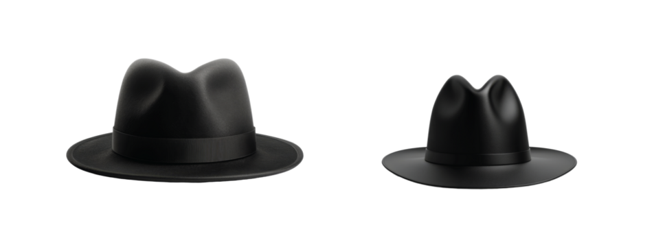 Black hat collection displaying unique shapes 
