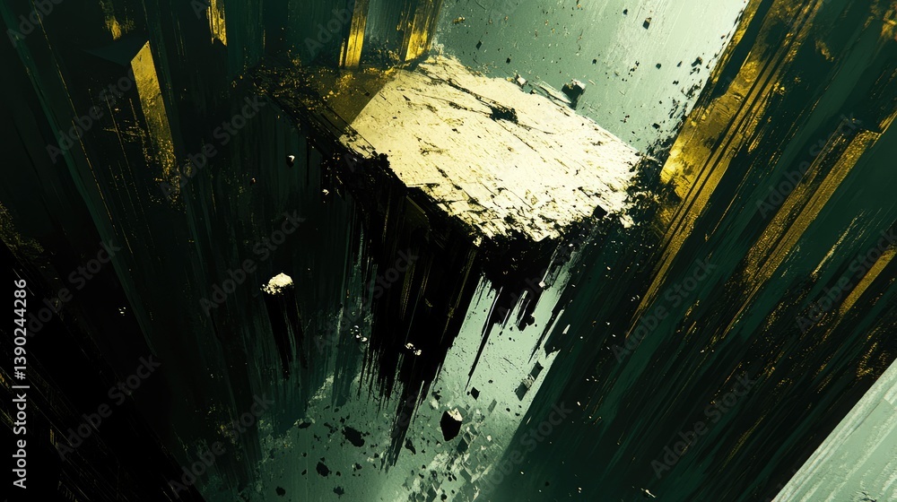 Aufkleber futuristic abstract artwork with floating geometric shapes and depth