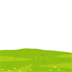 Landscape of meadow and grassland. Vector illustration.