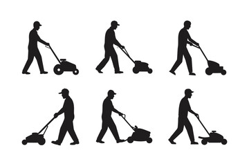Naklejka premium dada mowing lawn vector art silhouette