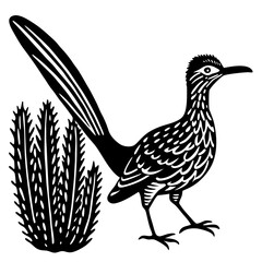 Black and white bird illustration of   silhouette 