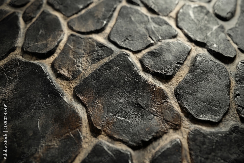 Poster dark stones creating a rough, textured surface, ideal for backgrounds and design projects