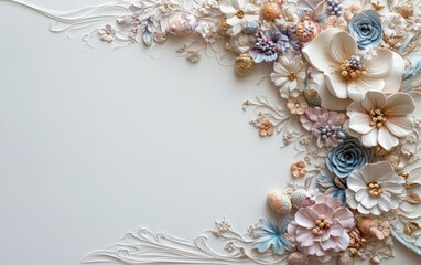 Elegant white and blue flower arrangement displayed against a clean white background.