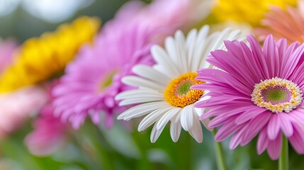 Fototapeta premium Closeup pink and white gerbera daisies bouquet