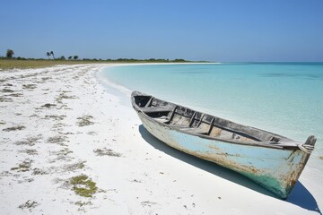 Pristine Beach with Old Boat
