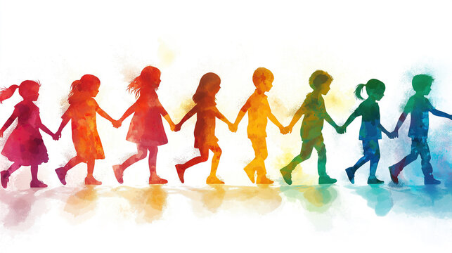 group of children holding hands