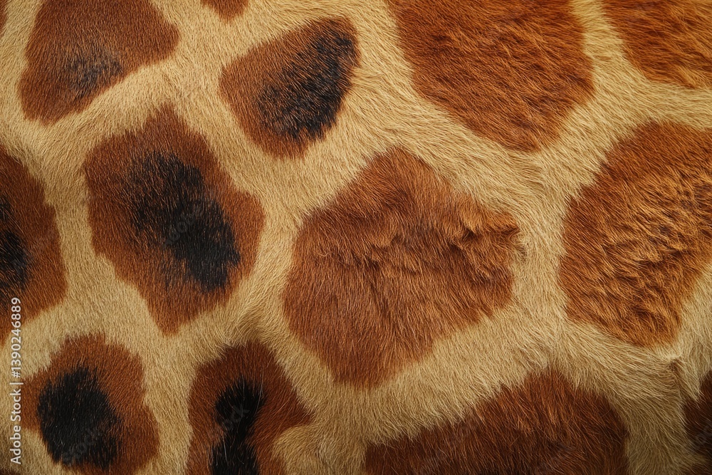 Poster detailed view of giraffe fur showcasing its unique pattern and texture