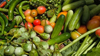 Fresh vegetables for cooking. Vegetables contain dietary fiber that helps cleanse the intestines.