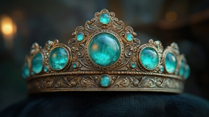 Ornate crown with teal gems