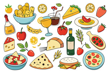 Italian Summer Feast – Hand Drawn Mediterranean Food Collection

