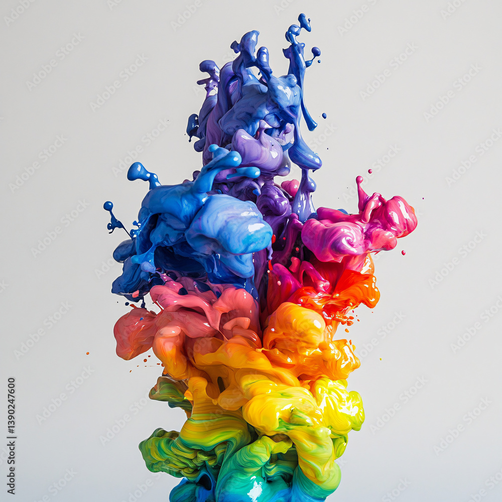Poster mesmerizing swirl of multi-colored paint creating a rainbow effect