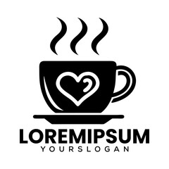 Coffee cup logo design with decorative elements and business concept