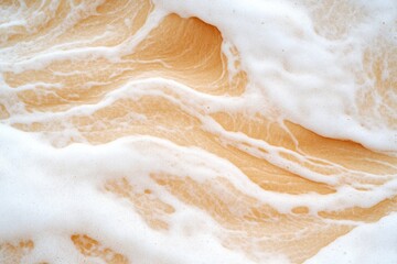 Obraz premium Soft waves create mesmerizing dance of foam and sandy hues, evok