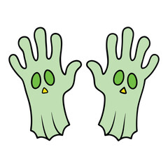 Creepy zombie ghost hands of the undead rising from the ground—gnarled, bony, and reaching out with eerie, supernatural energy in a chilling horror scene.