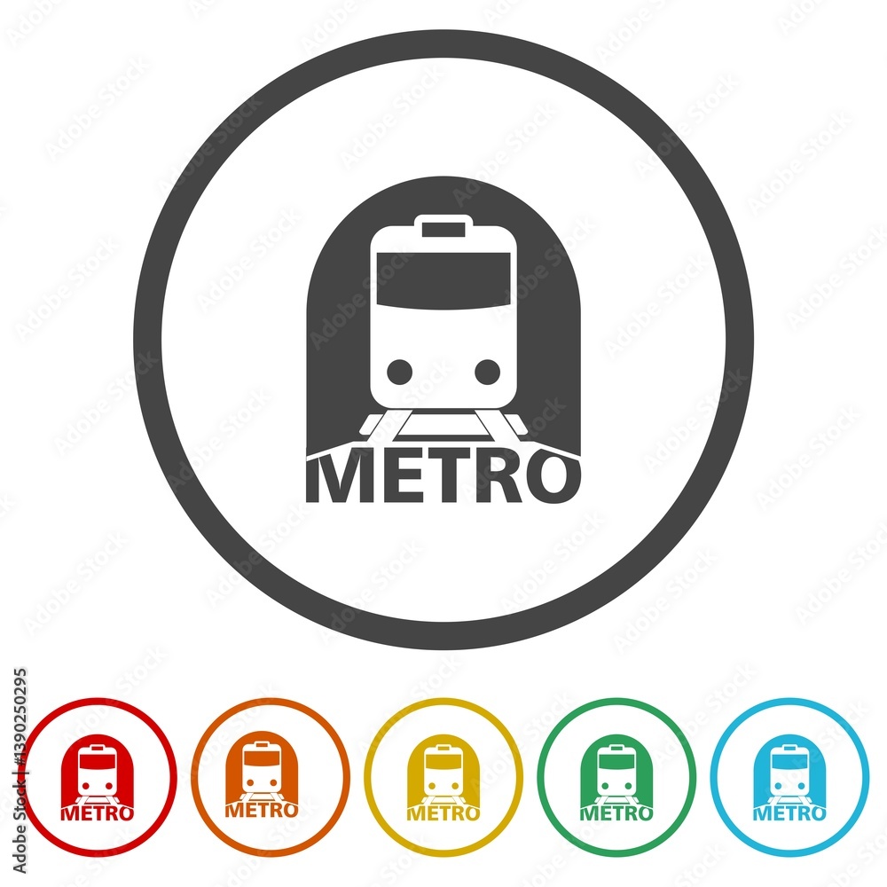Poster metro icon. set icons in color circle buttons