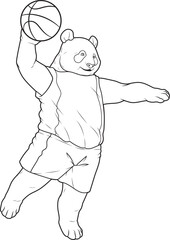 Panda Basketball player Basketball Animal Vector Graphic Art Illustration