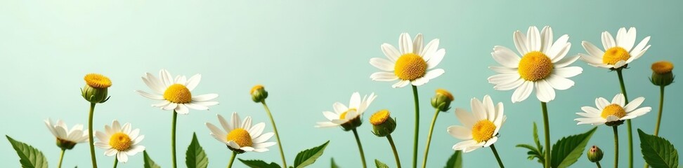 Fototapeta premium Illustration of chamomile plant with delicate flowers outline, perfect for cosmetics, spa, aromatherapy, health care, alternative medicine, spa, alternative medicine